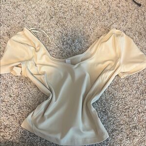 Lululemon Athletica Cream Fitted Ruched Blouse